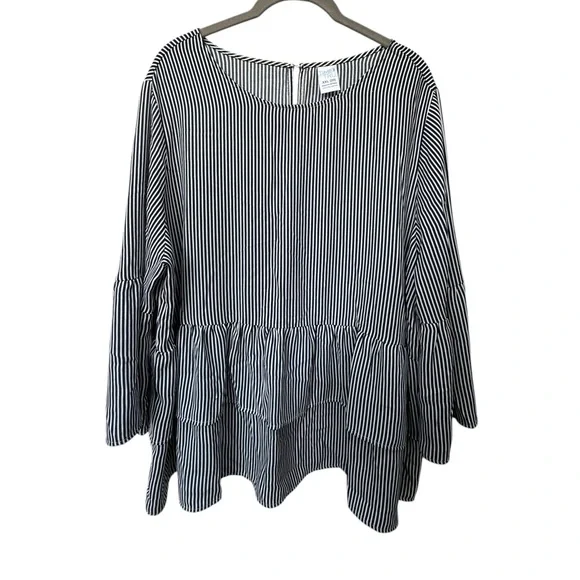 Time & Tru Navy & White Vertical Striped Top size 20 - Picture 1 of 7